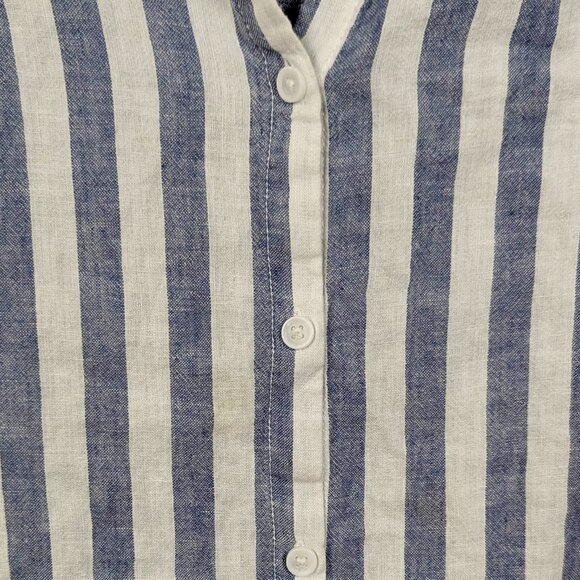 beachlunchlounge | Blue Stripe Linen Button-Up Shirt Size Large - Picture 5 of 6